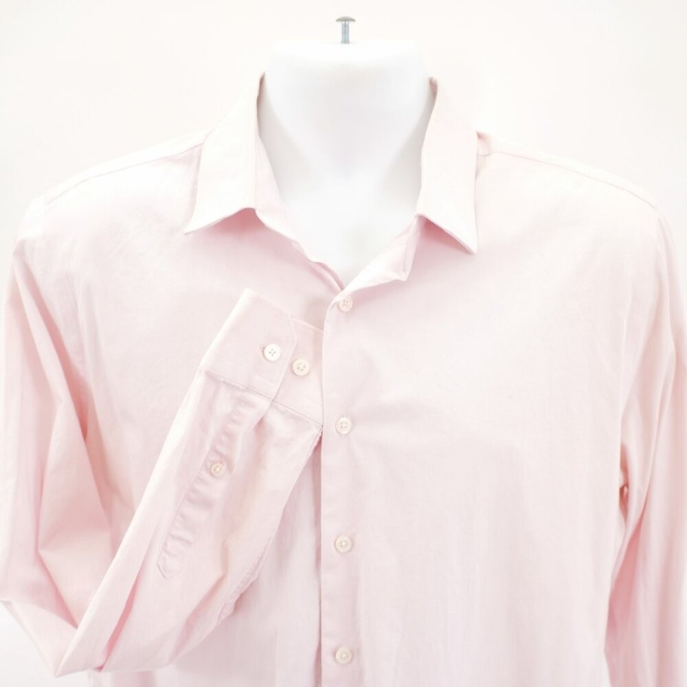 Express 1MX Extra Slim‎ Fit Large Pink Collared Dress Shirt Long Sleeve